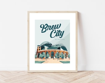 Brew City Milwaukee Brewers Baseball Miller Stadium Wisconsin Art Print Modern Wisconsin National Park Poster