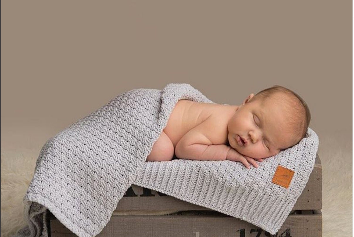 Soft Cotton Baby Blanket 70x100 Cm Light Grey Etsy UK