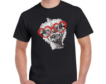 Ostrich in heart glasses Heavyweight Unisex Crewneck T-shirt