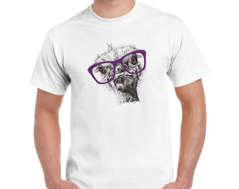 Ostrich in purple glasses Heavyweight Unisex Crewneck T-shirt