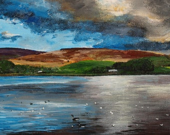 Limited Edition Print of an Acrylic Painting of Hollingworth Lake, Littleborough, UK