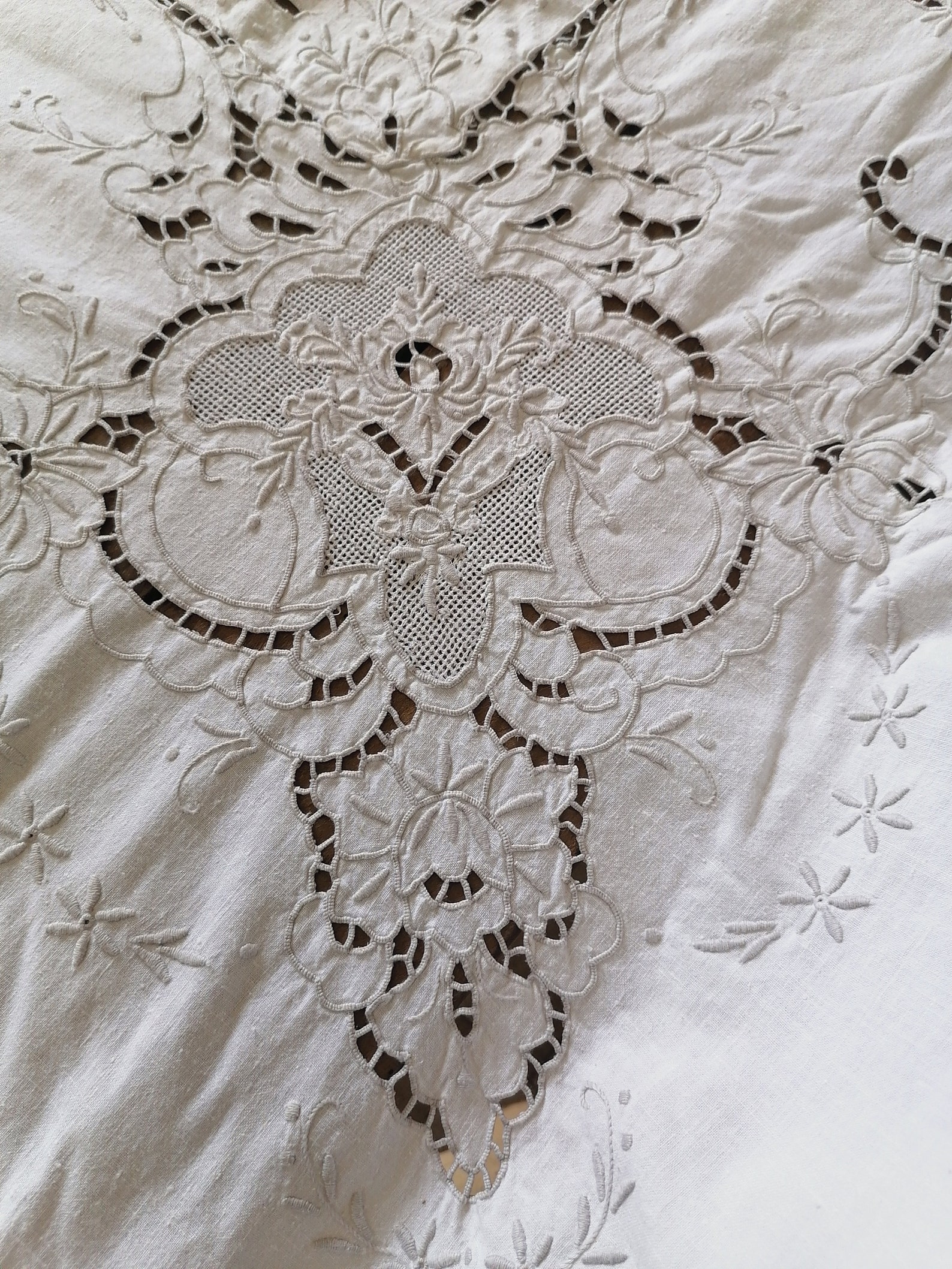 Vintage Tablecloth Madeira embroidery cutwork Beautiful detail Etsy