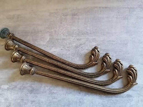 Français Crochets Rideaux en Laiton Attachent Des Dos de 20cms Long Fab Quality Set 4