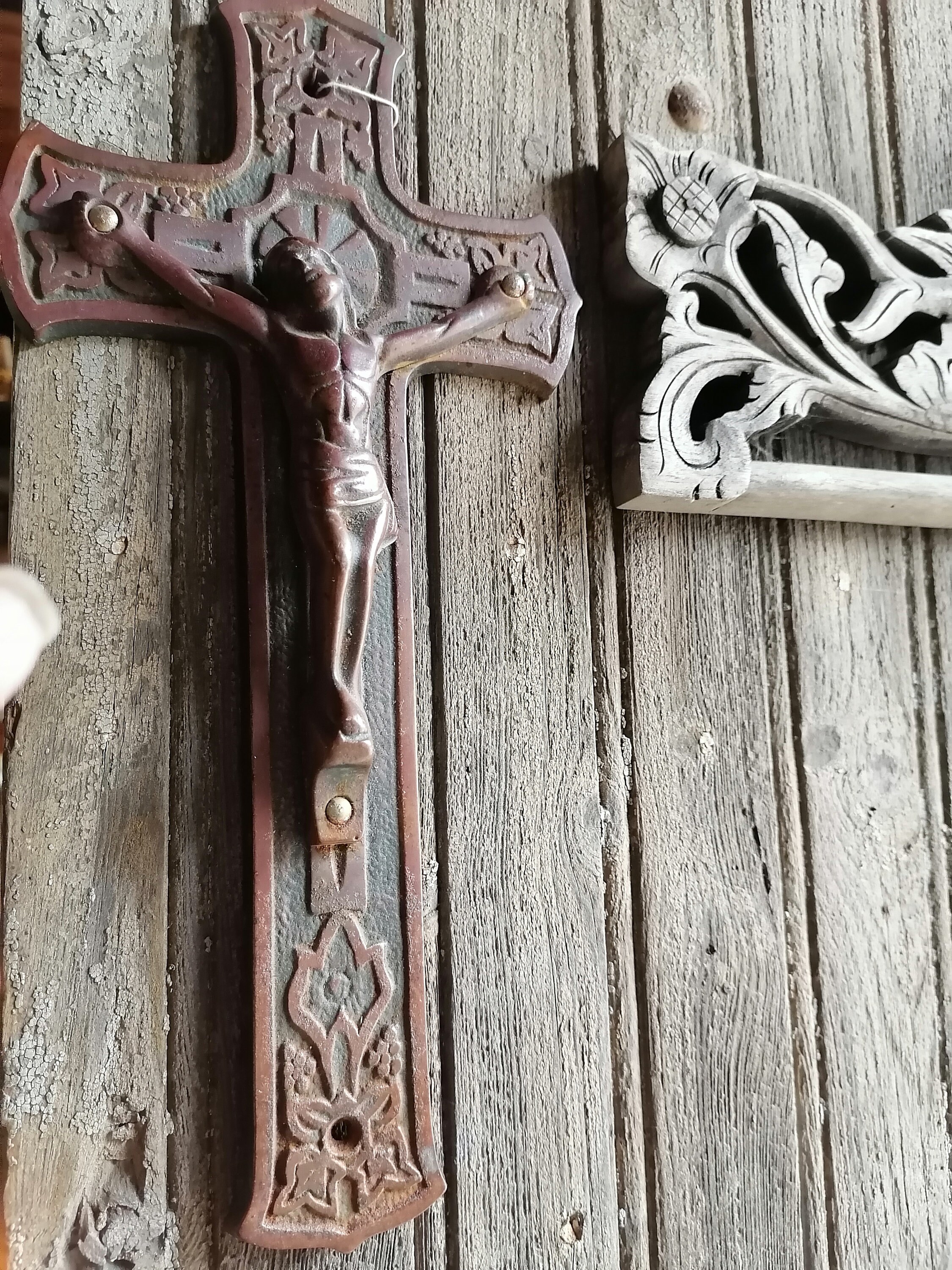 Belle Français Crucifix Cast Iron Wall Cross C1910