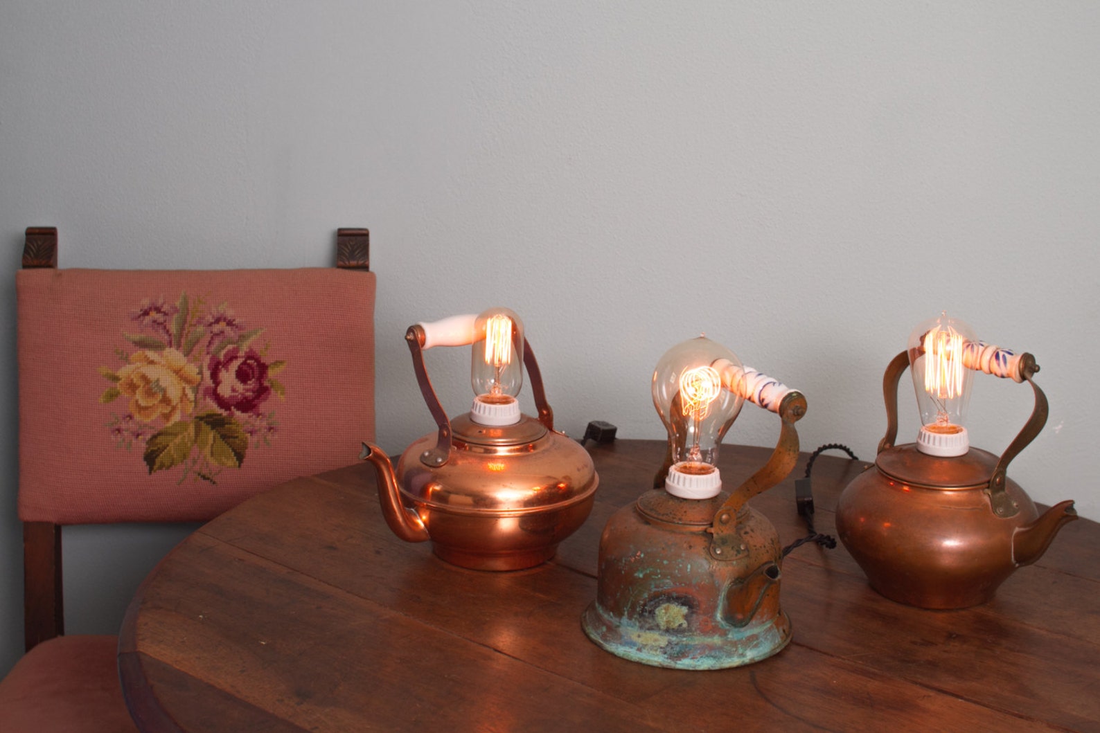 Copper Tea Kettle Lamp Etsy