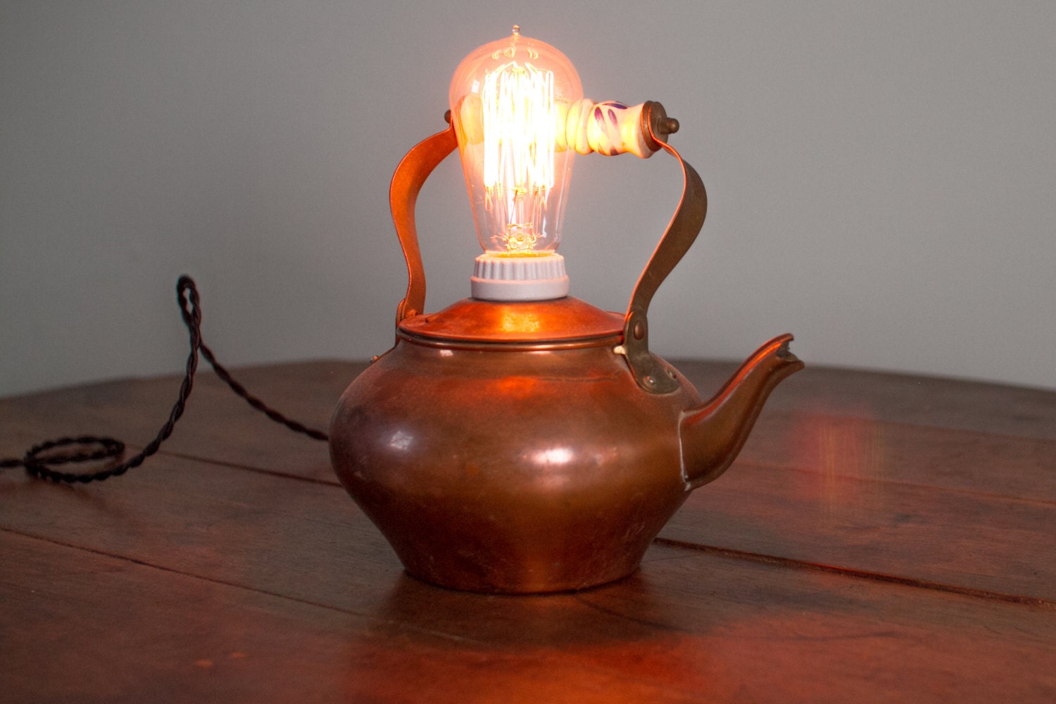 Copper Tea Kettle Lamp Etsy