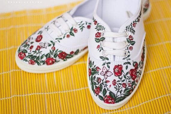 women's floral canvas shoes