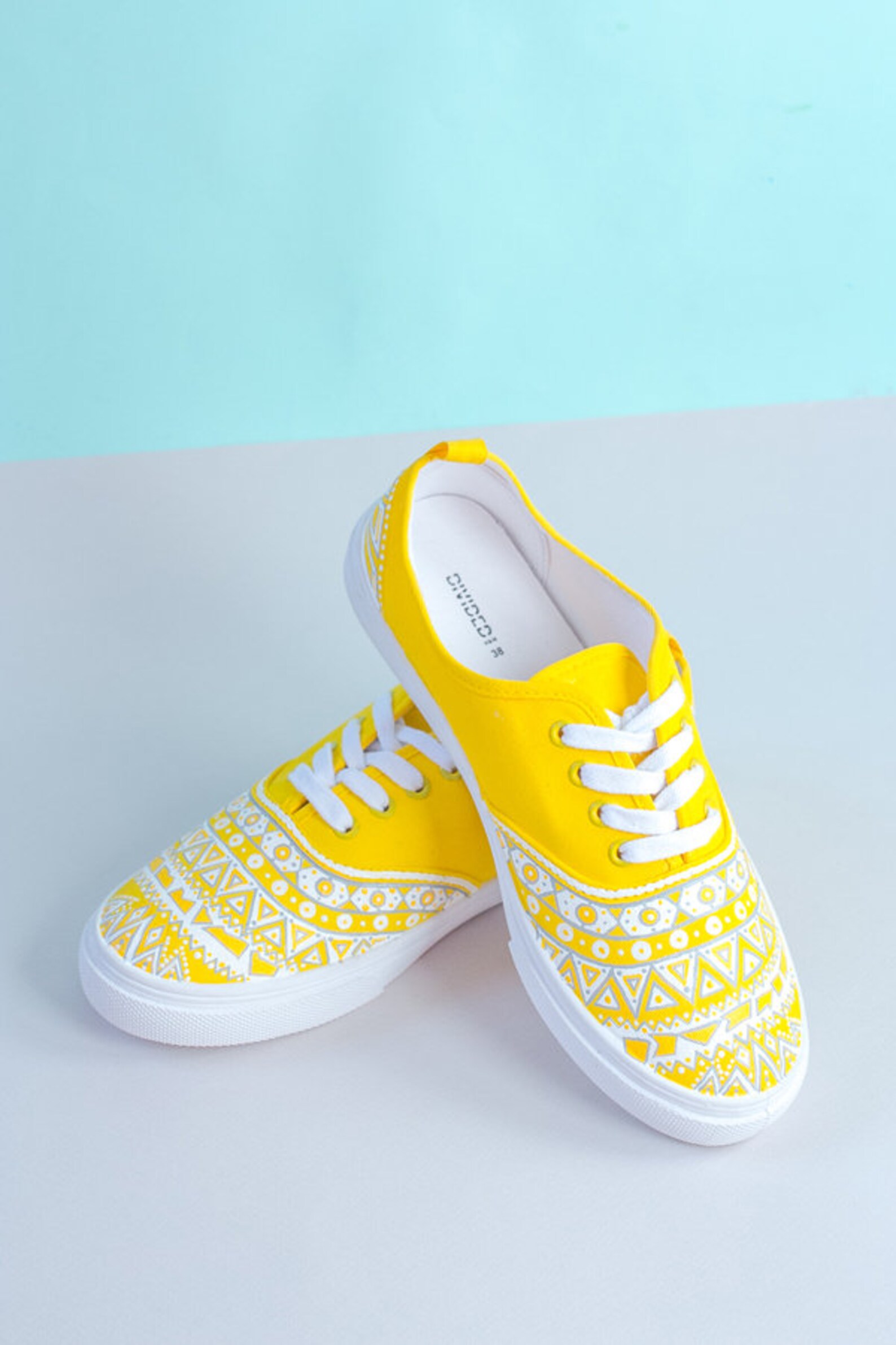 Hand painted yellow Canvas Shoes Custom Sneakers with white Etsy