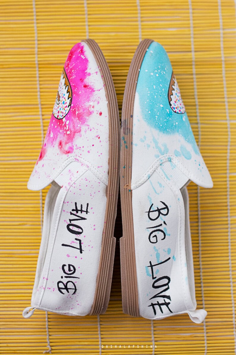 Hand painted Women Canvas Shoes White SlipOn Sneakers with Etsy