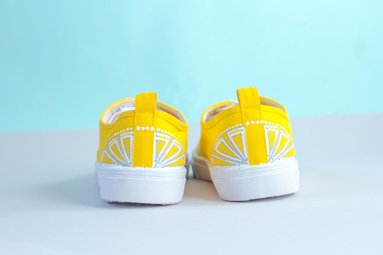 Hand painted yellow Canvas Shoes Custom Sneakers with white Etsy