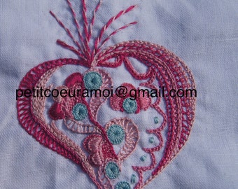 Tuto d'un petit coeur en broderie bretonne