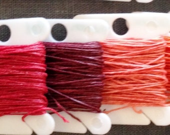 3 ply 5-20 yards Waxed Irish Linen Crawford Cord RED PINK magenta salmon maroon orange rust