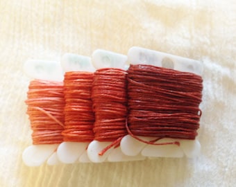 4 ply Salmon Orange Rust 0.82mm Waxed Irish Linen Crawford Cord 5 - 20 yards Jewelry Beading Thread