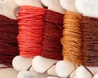 2 ply 5 - 190 yards Waxed Irish Linen Crawford Cord Red Maroon Salmon Rust Butterscotch Walnut Brown