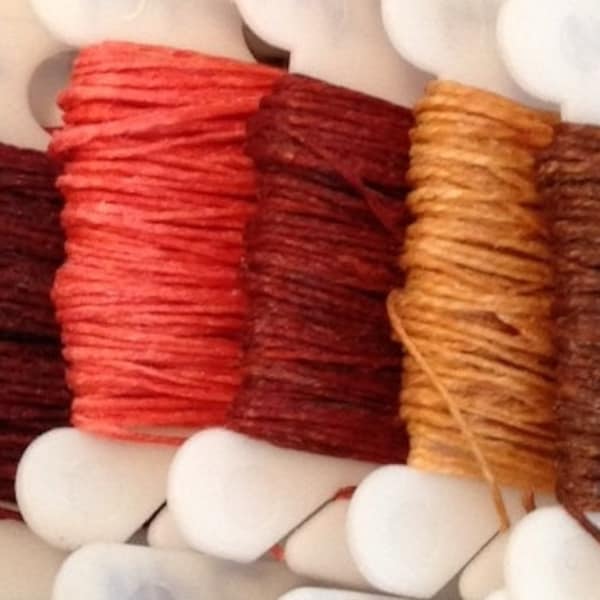 2 ply 5 - 190 yards Waxed Irish Linen Crawford Cord Red Maroon Salmon Rust Butterscotch Walnut Brown