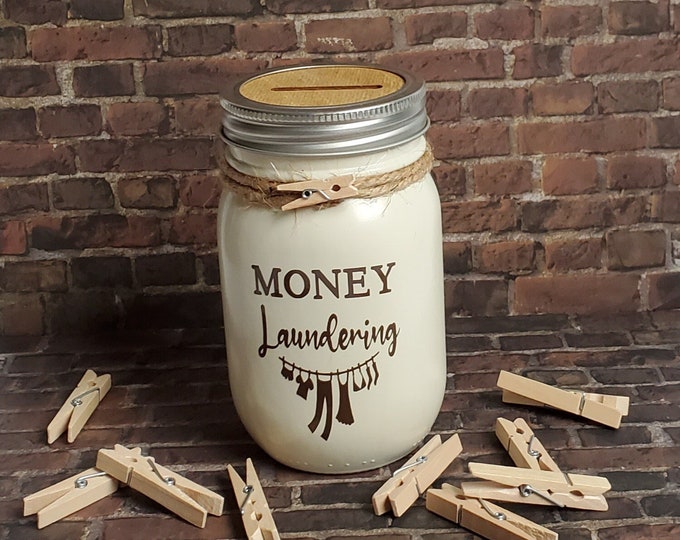 Money Laundering Mason Jar Coin Bank / Laundry / Home Decor / Etsy