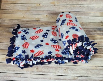 Patriotic Popsicles Fleece Blanket: USA No-Sew Throw (55" x 68")