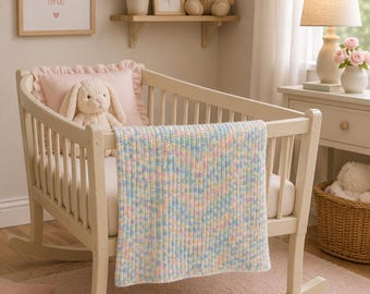 Hand Crochet Baby Blanket: Pastel Ombre Afghan (23" x 33")