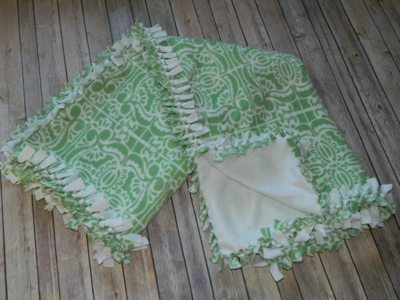 Sage Tiles on Ivory AntiPill Fleece Blanket No Sew Fleece Etsy