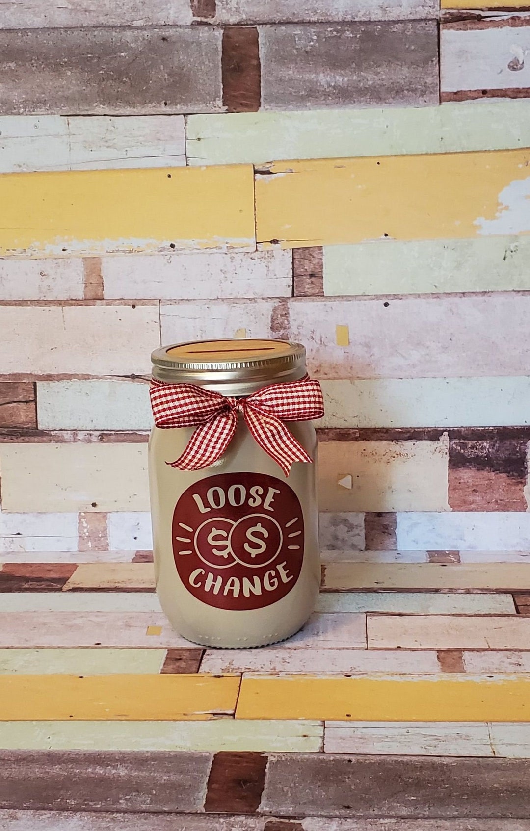 Loose Change Mason Jar Coin Bank / Home Decor / Office Decor / Etsy