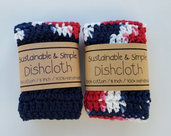 100% Cotton Dishcloth / Washcloth / Dish Rag / 8" x 8" / Handmade / Cotton / Hand Crochet / Kitchen Cloths / Soft / Sustainable & Simple