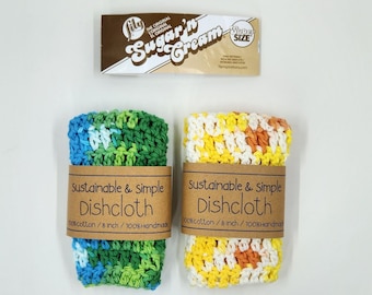 100% Cotton Dishcloth / Washcloth / Dish Rag / 8" x 8" / Handmade / Cotton / Hand Crochet / Kitchen Cloths / Soft / Sustainable & Simple
