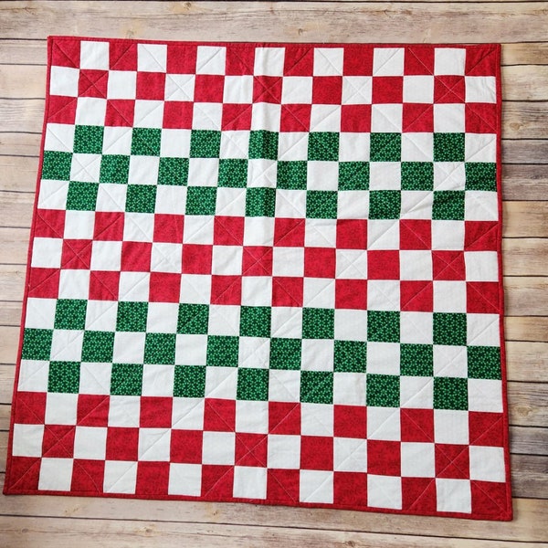 Handmade Quilt, Holiday Patchwork Quilt, Lap Quilt, Table Topper, Quilted Wall Hanging, One of a Kind, 36x36, Country Farmhouse/Urban Living