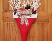 Christmas Holiday Upside Down Red Truck Santa Hat Door Decor / Wreath / Handmade Bow / XMAS Decor / Truck / Pick up Truck