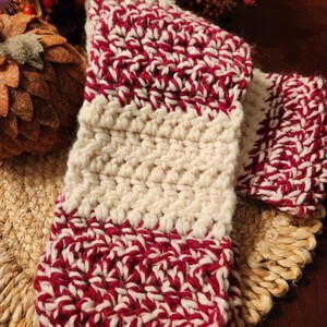 Hand Crochet Winter Scarf / 6" x 52" / Lion Brand Yarn / Wool Ease Yarn / Thick n Quick Yarn / Red Beacon / Crochet / Handmade