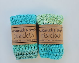 100% Cotton Dishcloth / Washcloth / Dish Rag / 8" x 8" / Handmade / Cotton / Hand Crochet / Kitchen Cloths / Soft / Sustainable & Simple