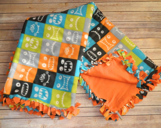 Blocked Monster Faces Blizzard Fleece Antipill Nosew Fleece Etsy