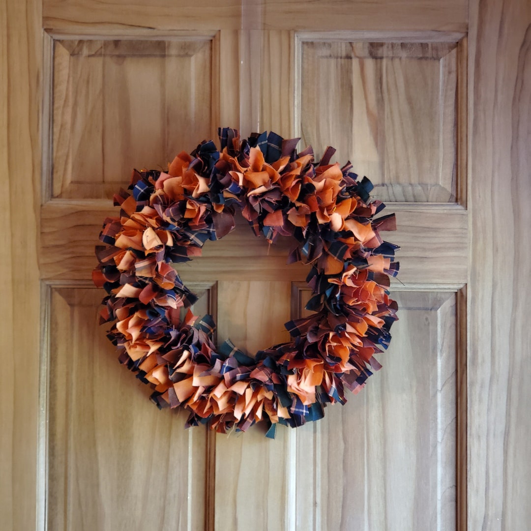 Homespun Fabric Country Rag Wreath / Fall / Autumn / Halloween / 14 ...