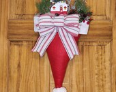 Christmas Holiday Upside Down Camper Santa Hat Door Decor / Wreath / Handmade Bow / XMAS Decor / Camper / RV