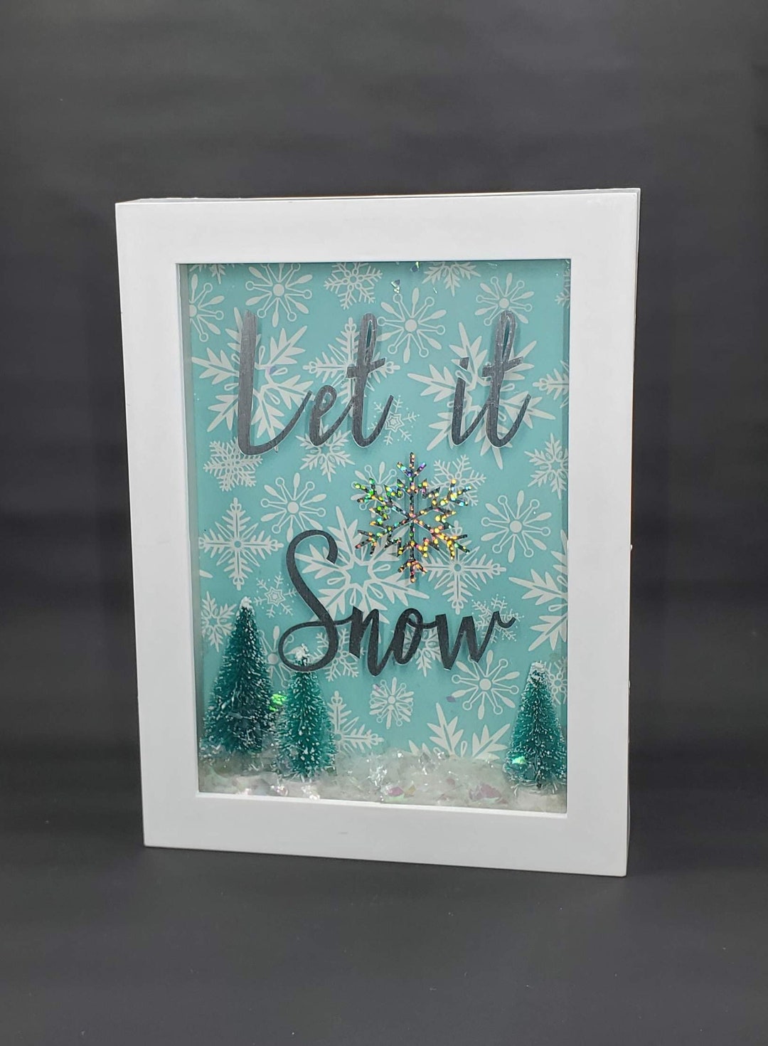 Let It Snow Shadow Box / 5 X 7 / Shelf Decor / Etsy