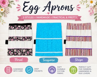Farmhouse Egg Collecting Apron, Half Apron, Garden Apron, Harvest Apron, Handmade, Rustic Country Style, 10-12 pouches