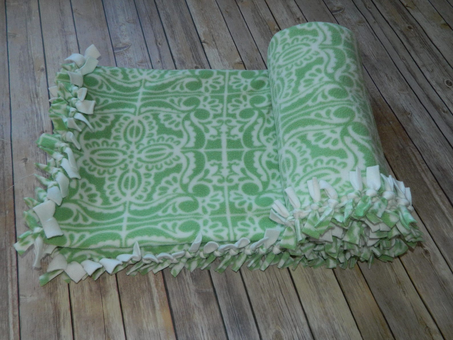 Sage Tiles on Ivory AntiPill Fleece Blanket No Sew Fleece Etsy