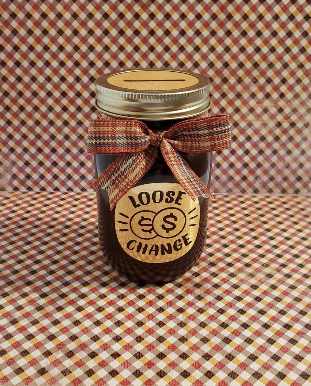 Loose Change Mason Jar Coin Bank / Home Decor / Office Decor / Etsy