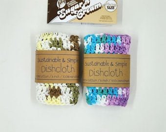100% Cotton Dishcloth / Washcloth / Dish Rag / 8" x 8" / Handmade / Cotton / Hand Crochet / Kitchen Cloths / Soft / Sustainable & Simple