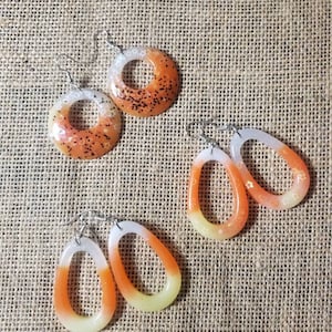 CANDY CORN glittery Halloween candy colored earrings