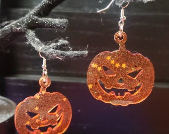 Jack o Laterne Kürbis Halloween Ohrringe orange