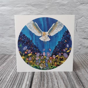 Schleiereule Karte, Raubvogel Natur inspirierte leere Kunst Gruß-Karte