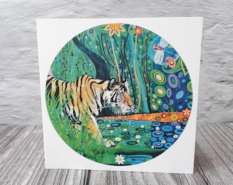 Art Nouveau Tiger Card: Jungle Big Cat Greetings Card