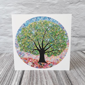 Tarjeta del Árbol de la Vida, colorida, espiritual, estilo bohemio, art nouveau, para cumpleaños, agradecimiento, para cualquier ocasión, para mamá, mejor amiga, esposa, novia.