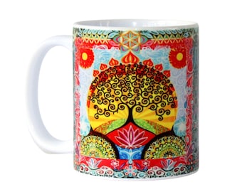 Tree of Life Mug: Lotus Flower Art, Spiritual Meditation Yoga Mindfulness Gift