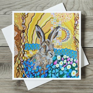 Hase Karte, Jugendstil, heidnische Natur Kunst, leere Kunst Grüße, Geburtstag oder Dankeschön-Karte