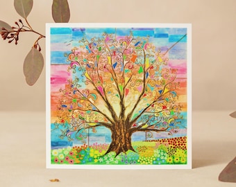 Tree of Life Personalised Card, Custom Message, Klimt Art Nouveau, Boho Spiritual, Any Occasion