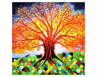 Tree of Life Art Print: Spiritual Art Nouveau Nature Design