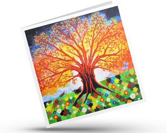 Art Nouveau Tree of Life Card, Boho Birthday or Thank You, Klimt, Any Occasion