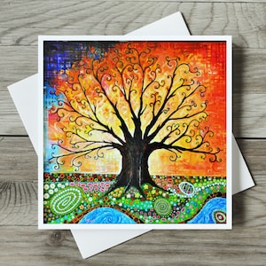 Tree of Life Card, Spiritual, Sacred Tree, Garden of Eden Blank Art Nouveau Birthday or Thank You Card for Her, or Best Friend