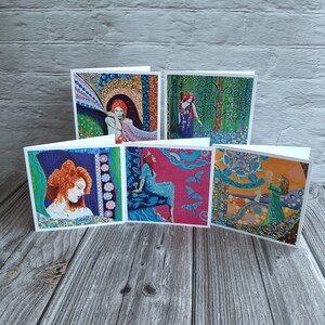 Goddess Art Card Pack, set van 5 blanco wenskaarten voor vrouwelijke kunst